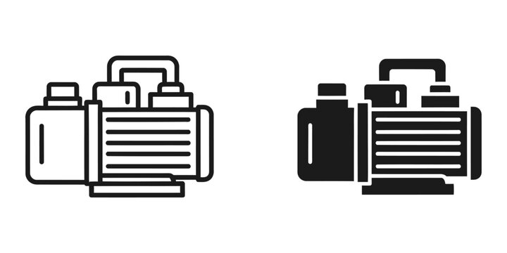 Water pump icon in outline and solid fill on white background