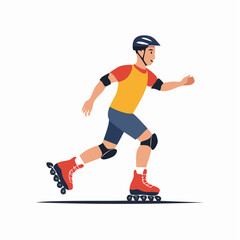 Obraz premium Man Rollerblading with Protective Gear