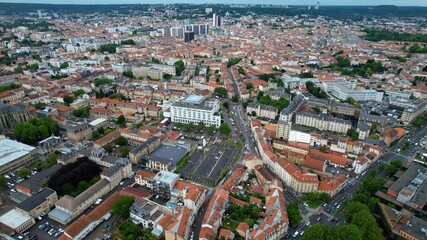 Obraz premium Panoramic aerial view around the old town of the city Nancy in France on a sunny spring day