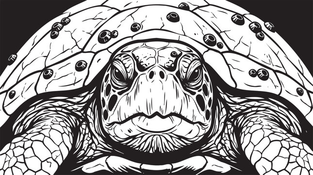 Turtle, reptile, animal, illustration, vector, black and white, graphic