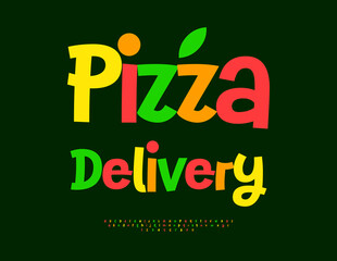 Naklejka premium Vector Promo billboard Pizza Delivery. Modern Colorful Font. Bright Artistic Alphabet Letters and Numbers set.