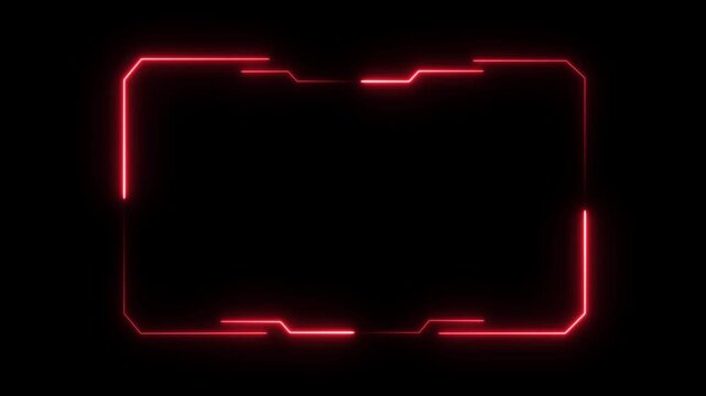 Tech frame Neon Motion Graphic Infinite Live Stream on a black background 4k animation video