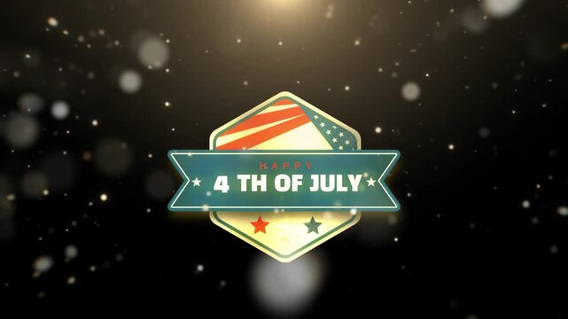 Independence Day theme features a minimalist banner with curved red and blue ribbons adorned with white stars against a deep black background designed for professional event announcements and media.