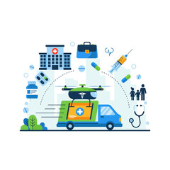 Fototapeta premium Medical Drone Delivery: Healthcare and Logistics Concept Illustration