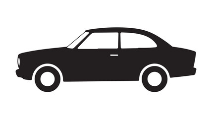 Fototapeta premium Silhouette of a Classic Car: A striking black silhouette of a vintage two-door coupe, showcasing its timeless design and iconic automotive form.