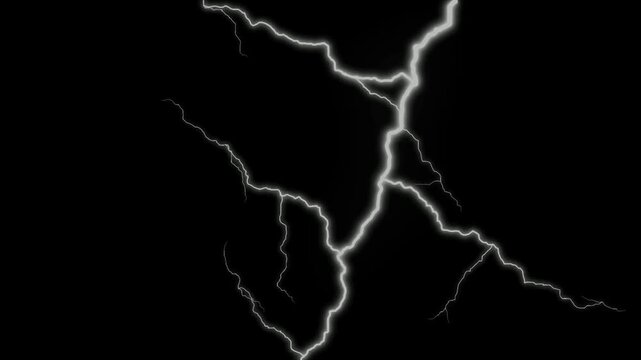 Lightning bolt strikes across a pitch black sky with intense jagged electrical energy that illuminates the dark void in this dramatic display of atmospheric power and natural forces of nature today.
