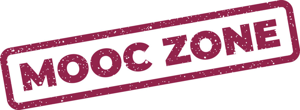 Distressed rubber stamp imprint with mooc zone lettering for study area signage and education portal graphics