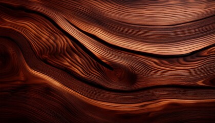 Fototapeta premium close up texture of dark polished wood with wavy grain patterns and rich brown tones creating a warm natural and elegant feel