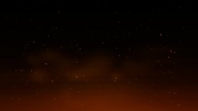 4k stock | Orange cloud smoke fire sparks rising up video overlay motion alpha channel embers particles background effect suitable for dramatic scenes, magical effects, or energetic backgrounds.