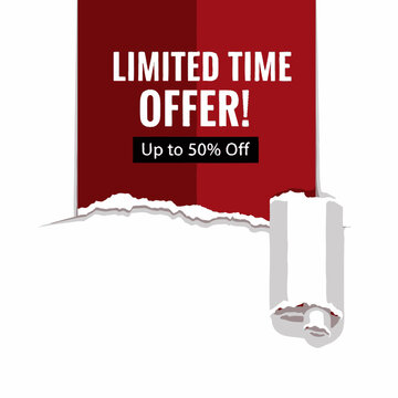 Limited Time Red Discount Offer Vector Illustration
