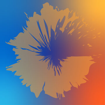 Abstract Splash Gradient: A vibrant abstract design featuring a spiky explosion of blue and brown against a seamless gradient background transitioning from bright blue to warm orange.