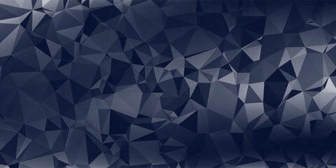 Fototapeta premium Dark blue low poly geometric background with origami triangle pattern vector