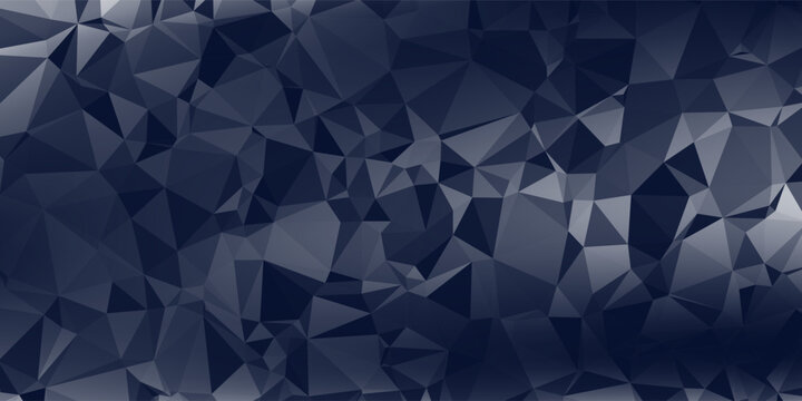 Dark blue low poly geometric background with origami triangle pattern vector