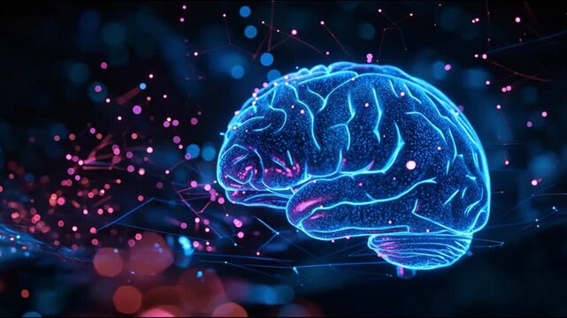 Glowing Digital Brain Network Visualization With Connected Neural Signals