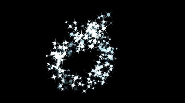 Smooth twinkling star glitter line animation with glowing white particles, Twinkle glitter star sparkle, shimmering light path, luxury glitter sparkling star trail animation on black screen.4k