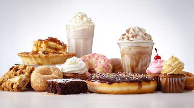Assortment of Sweet Desserts and Drinks