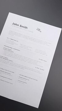 Fake mock CV (curriculum vitae) for John Smith, with  Final Warning stamp by HR. Concept of code of conduct violation, HR discipline, and workplace compliance.