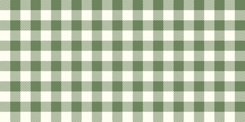 Sage green gingham checkerboard pattern with striped squares forms clean seamless background, combining picnic inspired aesthetics and contemporary simplicity for textiles, packaging and branding © SpainArts