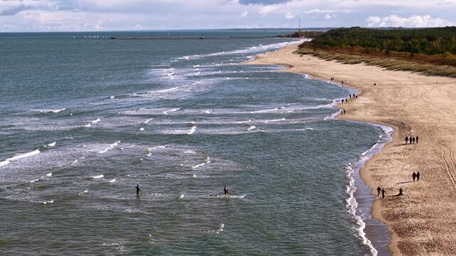 Baltic Sea and the Stogi beach in autumnal colors, Gdansk. Poland
