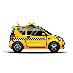 Naklejka premium Cartoon Yellow Taxi Cab on White Background