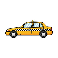 Fototapeta premium Yellow Taxi Cab Cartoon Illustration, Transportation Vehicle