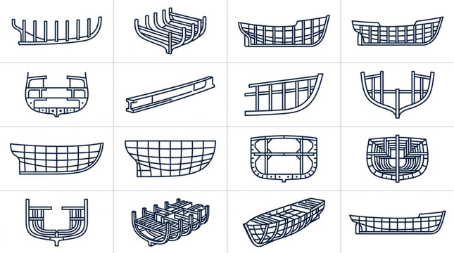 Historical Boat and Ship Hull Designs Blueprint Collection