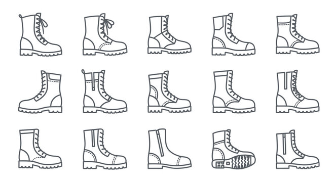 Set of combat boots icons vector illustration on white background