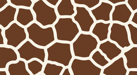 Giraffe skin pattern, abstract brown and beige animal print, natural texture background, irregular polygons, safari wildlife theme, decorative surface. © Skwk