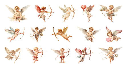 Obraz premium PNG Vintage cherubs with bows on transparent background