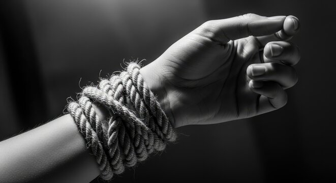 World day against trafficking in persons handcuffed and helpless a symbol of human trafficking and exploitation