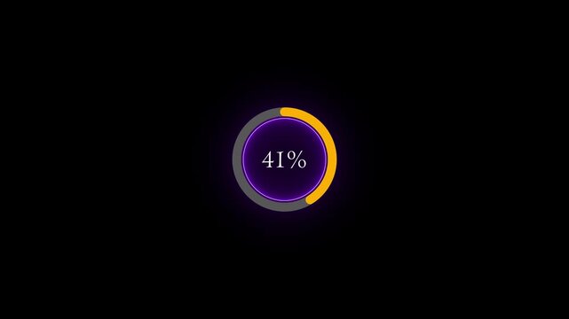 Minimalist circular loader 60 percent completion in purple and gold for ui design. video graphics 25fps