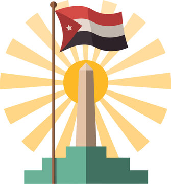 Obelisk Monument with Red, White, and Black Flag &mdash; Symbolic Illustration Representing Heritage, Strength, and National Pride