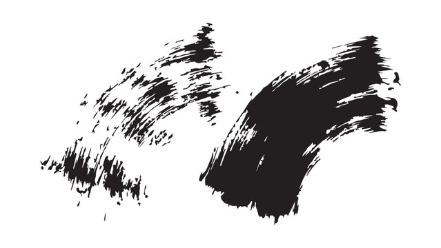Textured Black Brush Strokes for Artistic Design Elements