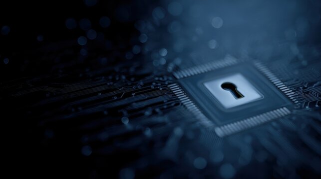 motherboard cybersecurity authentication system with digital login interface technology concept