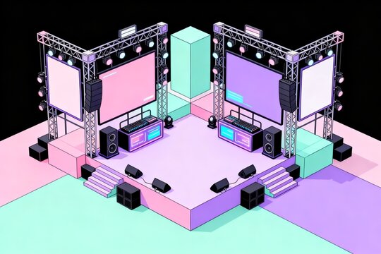 Pastel Color Stage Setup with LED Screens