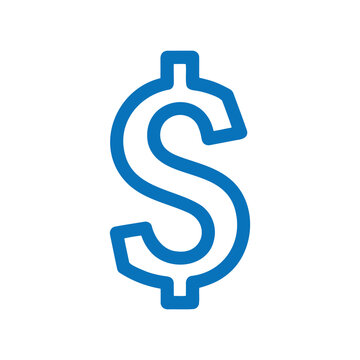 Icon of a blue dollar sign, symbolizing finance, currency, and economic value.