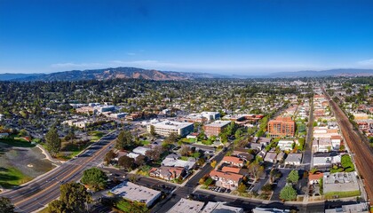 Fototapeta premium aerial view downtown walnut creek california businesses homes blue sky