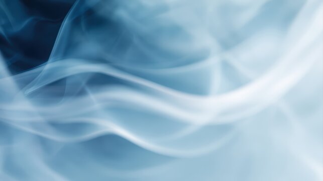 abstract swirling smoke forming inhale exhale flow representing breathing meditation and pranayama mindfulness concept, blue and white tones