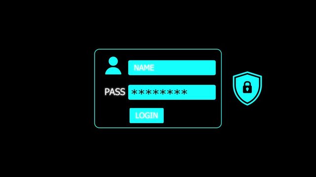 Modern login screen interface with username and password fields on dark background for 