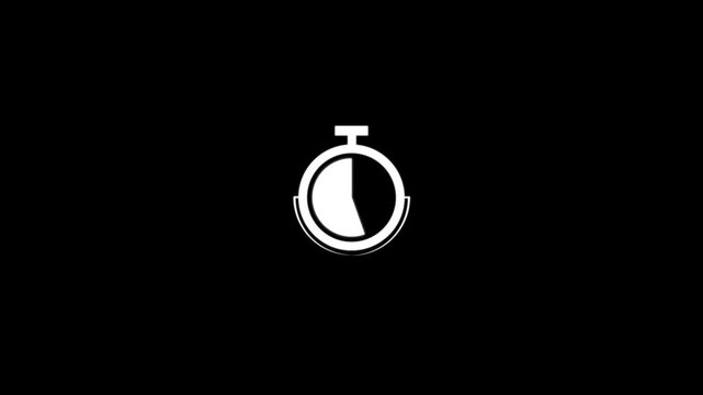 A stopwatch animated on a countdown, Analog of simple clean timer motion graphic, in and out, fill up the circle pie, exercise pause,  