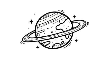 Hand Drawn Saturn Planet Vector Illustration © Marchell