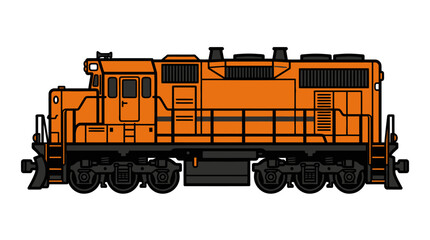 Orange Diesel Locomotive Vector Illustration © Marchell