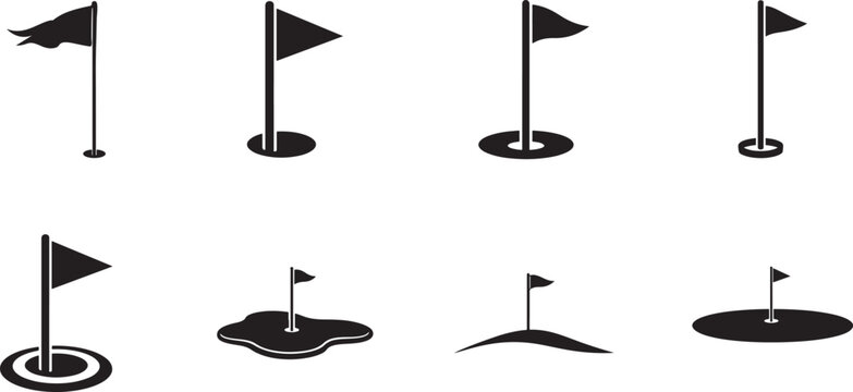 Golf flag icon set vector illustration for website, logo, app, template, UI and sports design use.