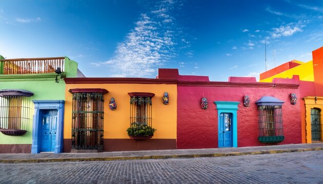 colorful historic buildings barrio antiguo monterrey mexico