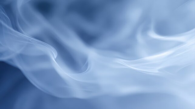 abstract swirling smoke forming inhale exhale flow representing breathing meditation and pranayama mindfulness concept, blue and white tones