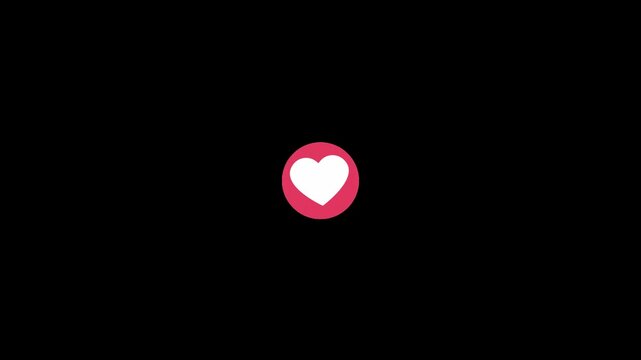 Animated heart icons on black background pulsing with white light digital graphic design elements