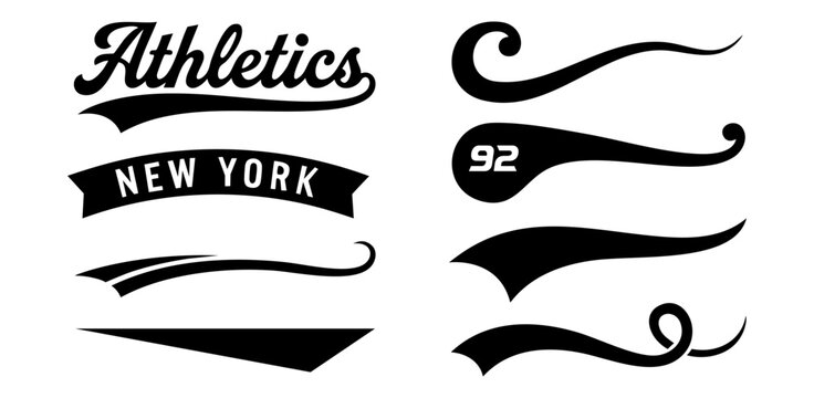 Vintage Baseball Script Lettering with Retro Athletic Swooshes and Dynamic Swash Tails for Sports Team Logo Design, Varsity Apparel Print, and Collegiate Typography Branding Vector