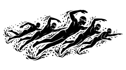 Obraz premium Competitive Swimmers Vector Illustration