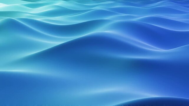Close-up view of flowing blue and turquoise waves with soft highlights and shadows, creating a smooth, liquid-like abstract background with a sense of depth and movement