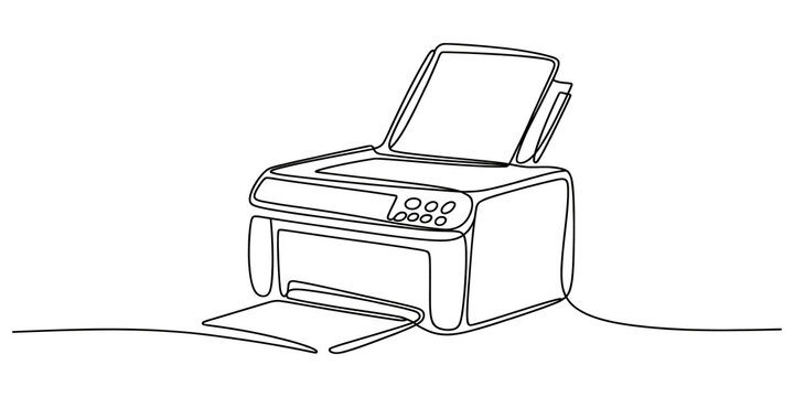 Continuous line drawing Printer, office printer, inkjet printer, line art, illustration